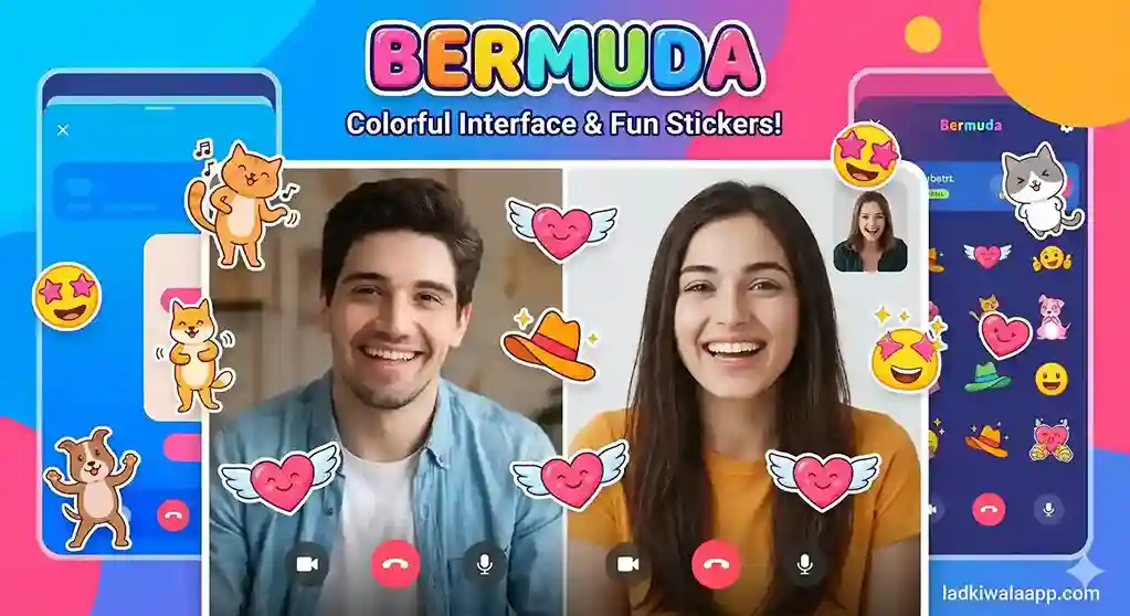 Bermuda वीडियो चैट ऐप का मजेदार 3D कैमरा फिल्टर्स इंटरफ़ेस