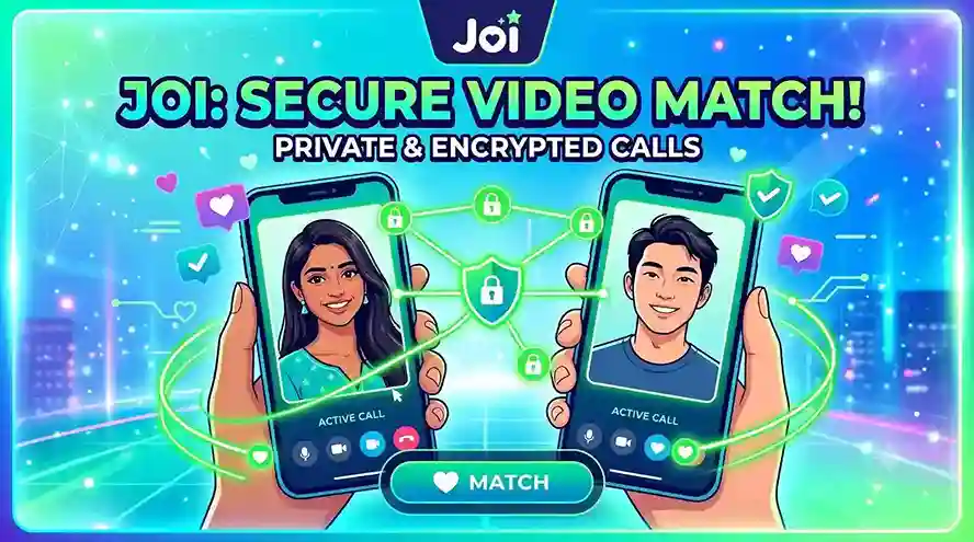 Joi लाइव वीडियो चैट ऐप का प्राइवेसी प्रोटेक्टेड कॉलिंग स्क्रीन