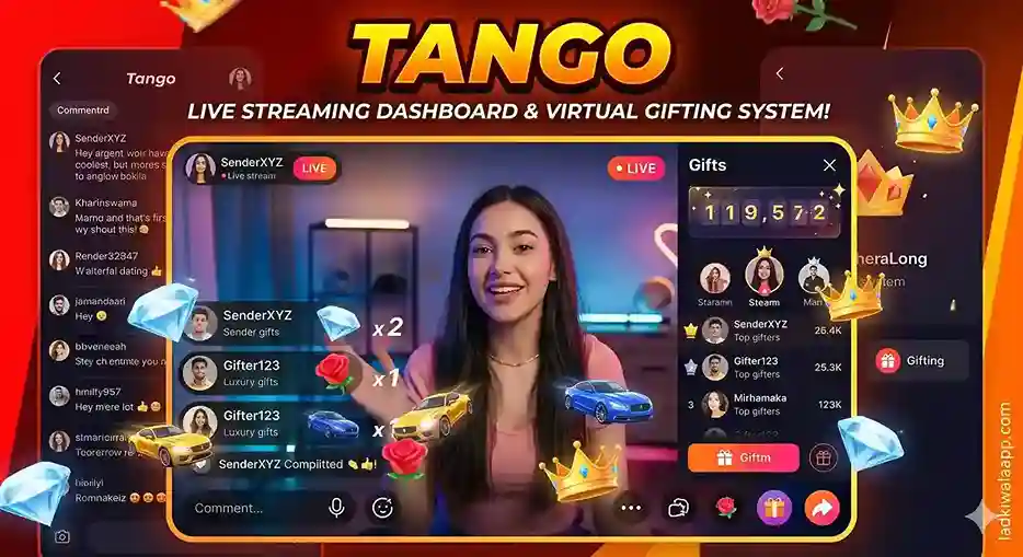 Tango लाइव स्ट्रीम ऐप का वर्चुअल गिफ्टिंग और ब्रॉडकास्टिंग डैशबोर्ड